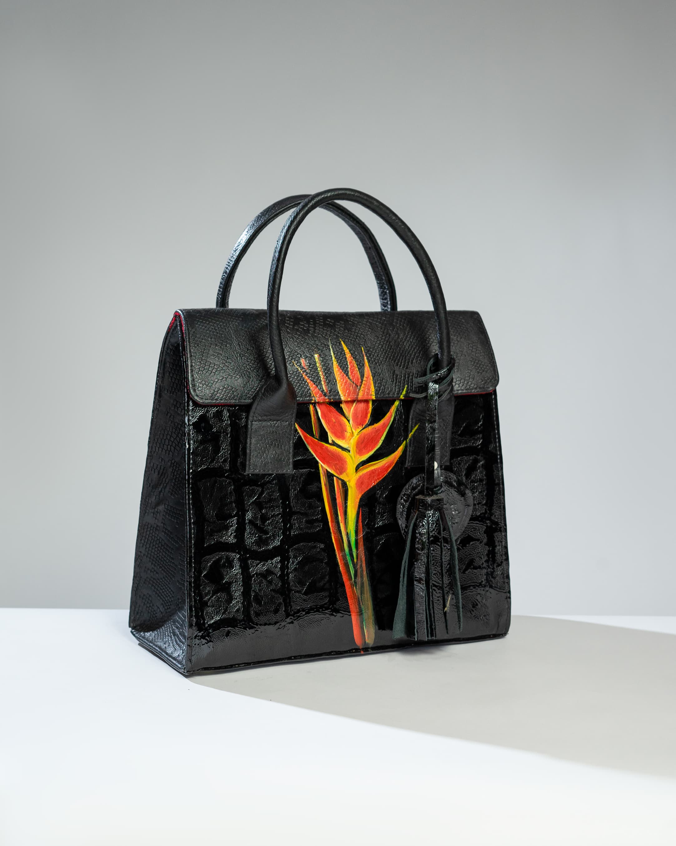 Black Gome luxe bag.-Fire Flower inspired.