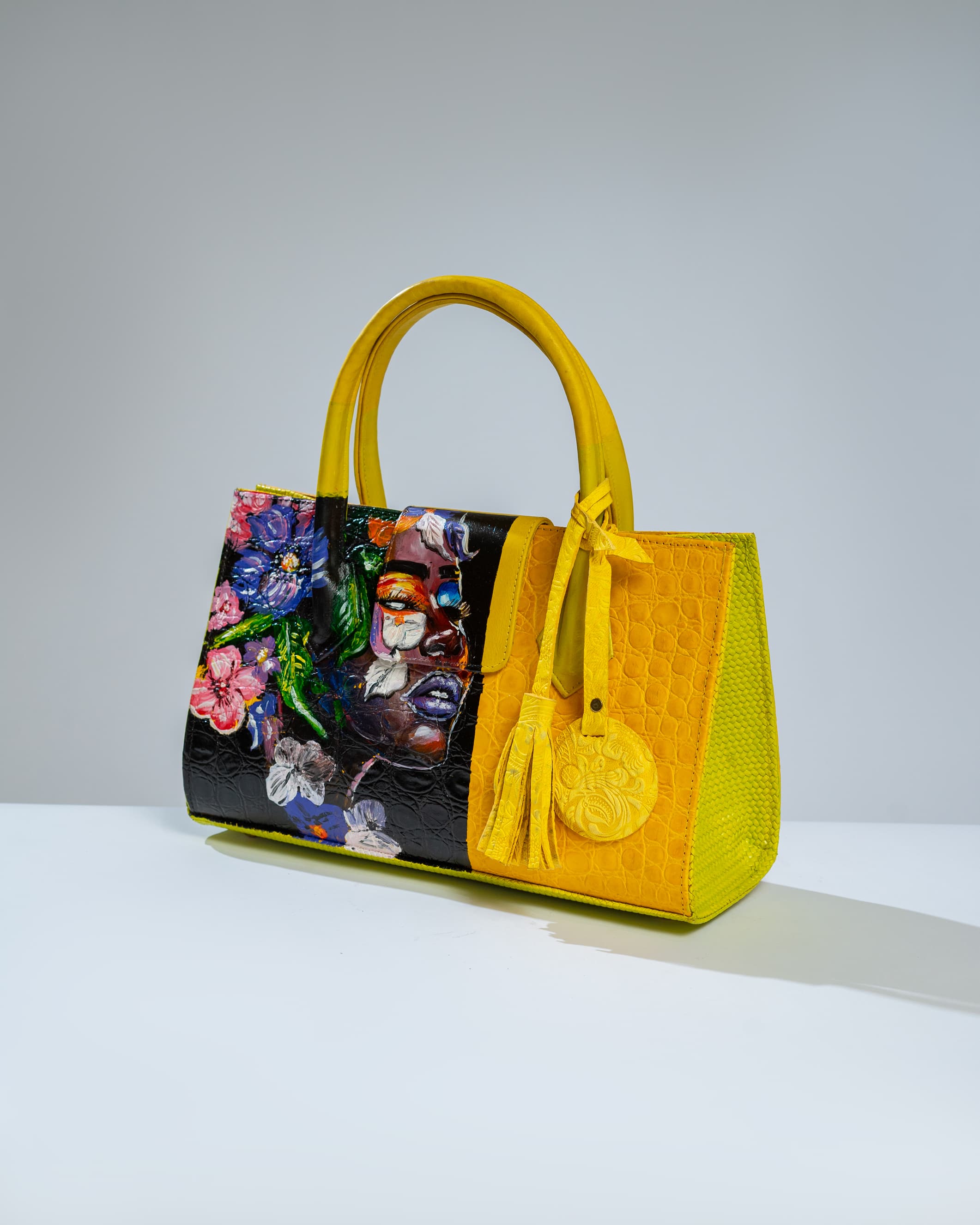 Yellow and black maxi bag- flower girl inspired.