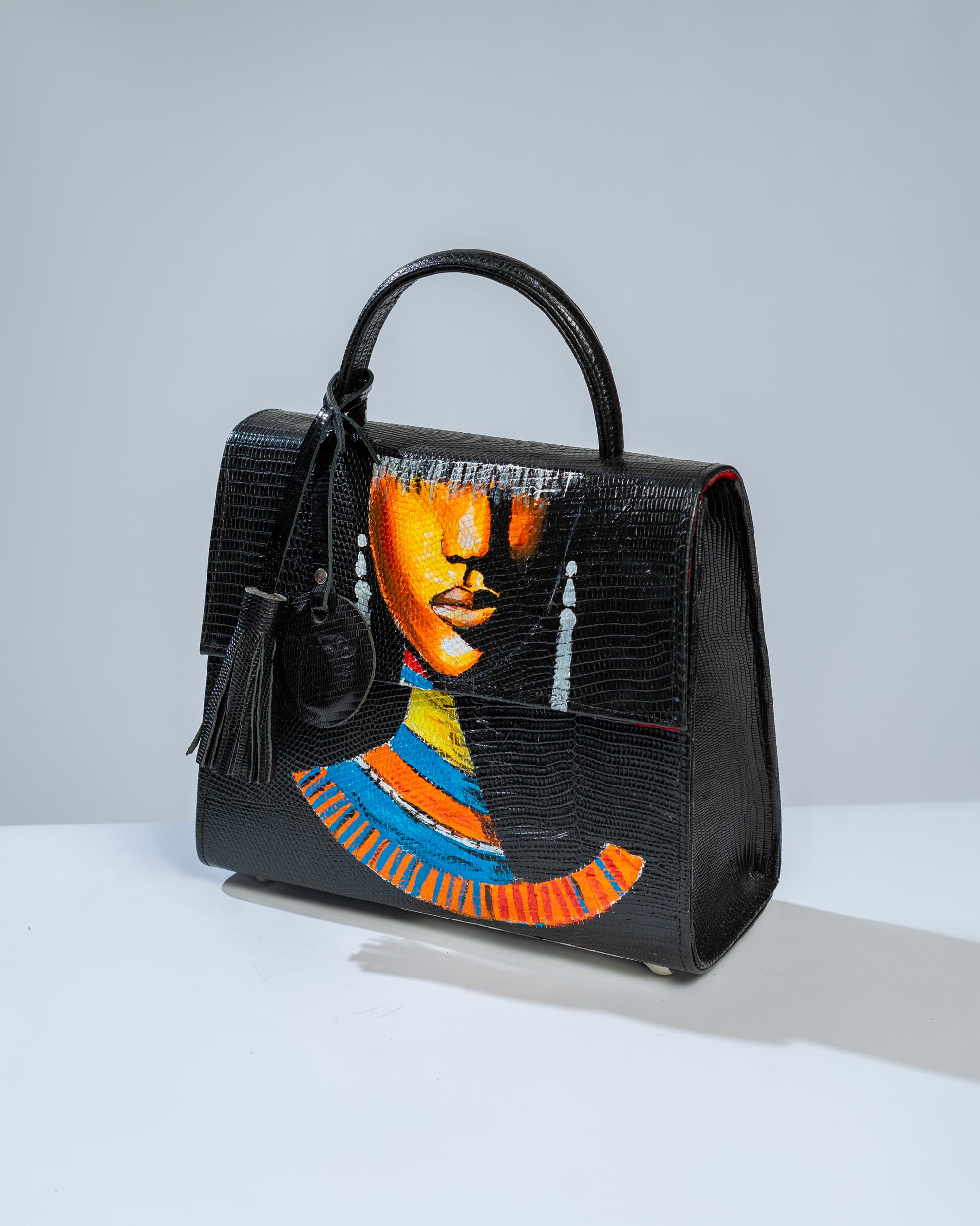 Black Elegant Midi Bag- Egyptian Girl inspired.