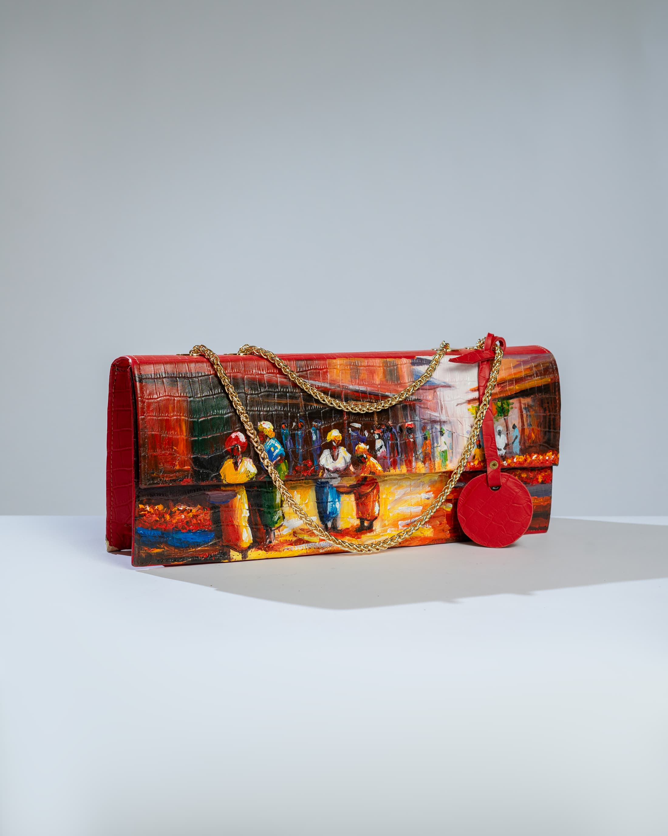 Red Elegant long chain purse- Market square inspired.