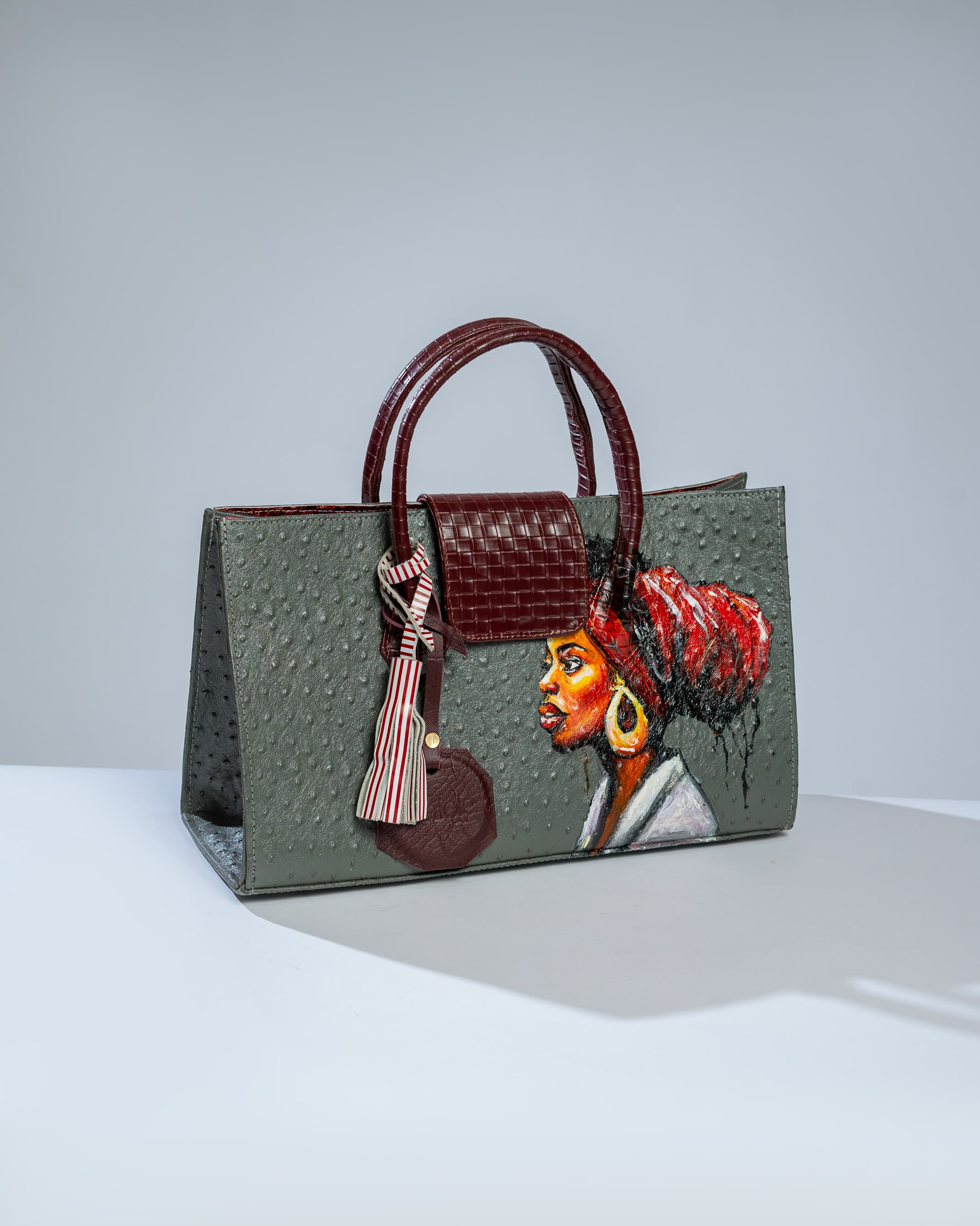 Grey and brown Maxi bag-Shawl inspired.