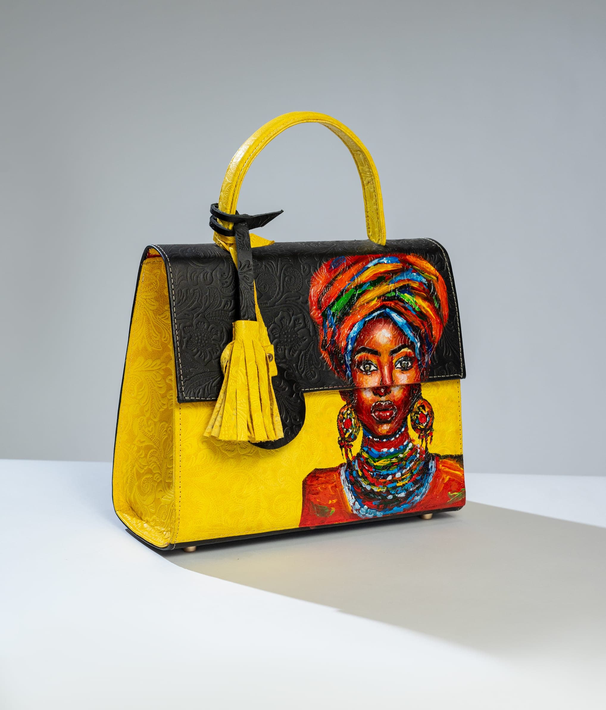 Yellow and black elegant midi bag-Fulani chic inspired.